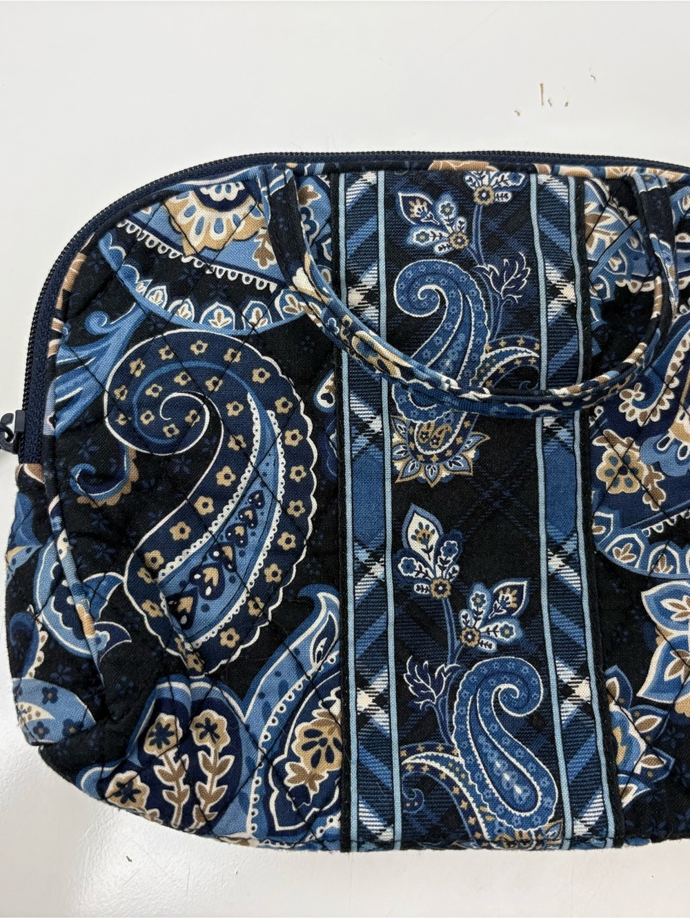 Vera Bradley Quilted Paisley Cosmetic Bag - Blue & Tan